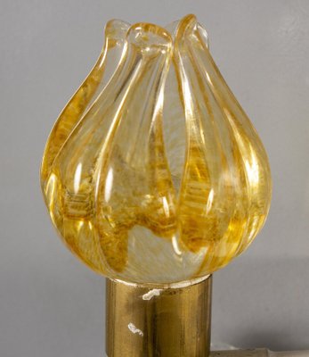 Glass Block & Gold Tulip Sconces from Barovier & Toso, 1940, Set of 2-MBH-1032382