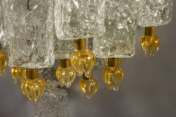 Glass Block & Gold Tulip Sconces from Barovier & Toso, 1940, Set of 2-MBH-1032382