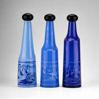 Glass Bottles Set by Salvador Dalí for Rosso Antico, Italy, 1970s, Set of 3-SED-1275007