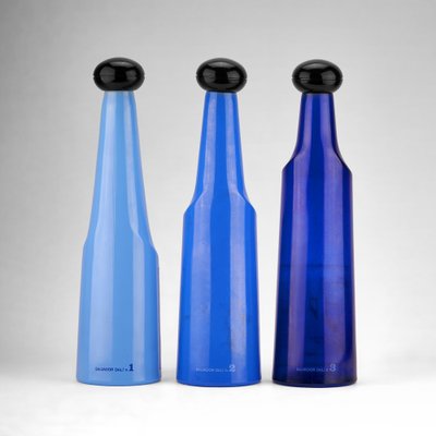 Glass Bottles Set by Salvador Dalí for Rosso Antico, Italy, 1970s, Set of 3-SED-1275007