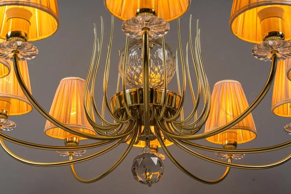 Glass & Brass Chandelier by J. & L. Lobmeyr for Lobmeyr, 1950s-SPD-1299413