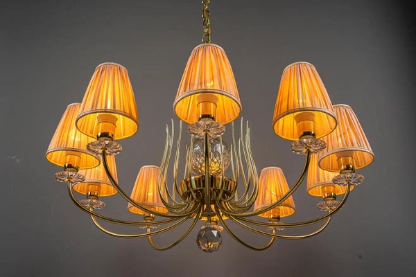 Glass & Brass Chandelier by J. & L. Lobmeyr for Lobmeyr, 1950s-SPD-1299413