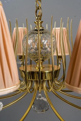 Glass & Brass Chandelier by J. & L. Lobmeyr for Lobmeyr, 1950s-SPD-1299413