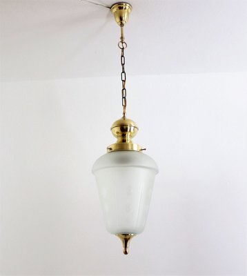 Glass & Brass Chandelier by Luigi Caccia Dominioni, 1970s-VNE-772661