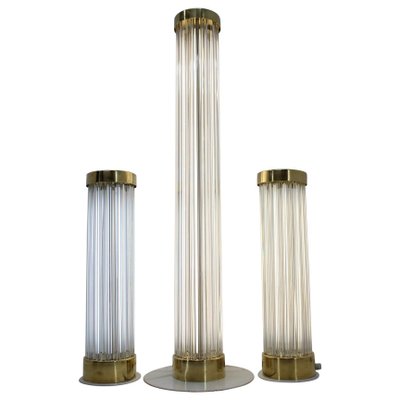 Glass & Brass Floor Lamps from Kamenicky Senov, 1960s, Set of 3-TZ-848598