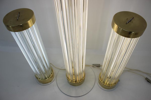 Glass & Brass Floor Lamps from Kamenicky Senov, 1960s, Set of 3-TZ-848598