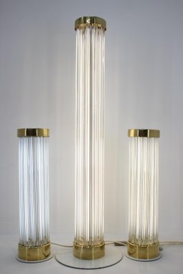 Glass & Brass Floor Lamps from Kamenicky Senov, 1960s, Set of 3-TZ-848598