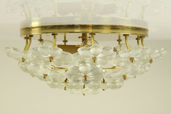 Glass & Brass Flush Mount by Ernst Palme, 1960s-FUP-931742