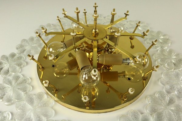 Glass & Brass Flush Mount by Ernst Palme, 1960s-FUP-931742