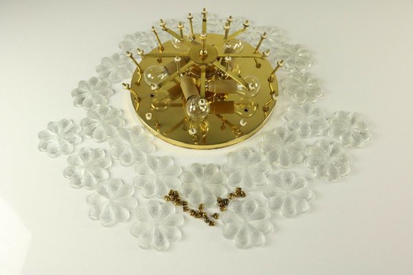 Glass & Brass Flush Mount by Ernst Palme, 1960s-FUP-931742