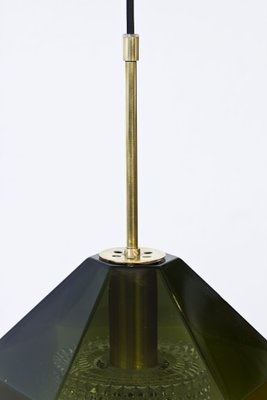 Glass & Brass Pendant Lamp by Carl Fagerlund for Orrefors, 1960s-TM-1415268