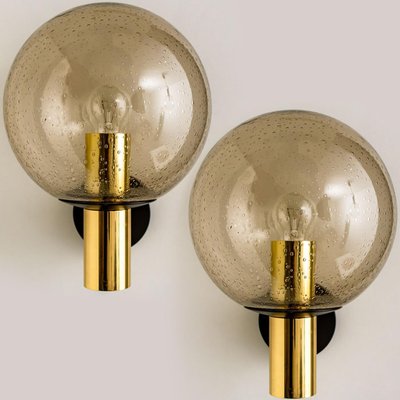 Glass Brass Wall Lamps from Glashütte Limburg, 1970s, Set of 2-VDW-1277135