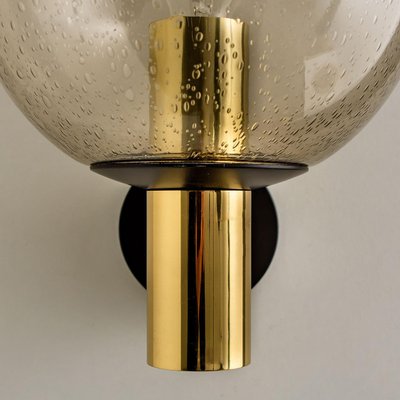 Glass Brass Wall Lamps from Glashütte Limburg, 1970s, Set of 2-VDW-1277135