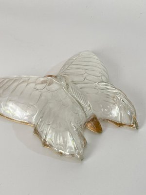 Glass Butterfly Ashtray or Vide Poche with Gilt Decor Pattern, 1980s-UR-1388927