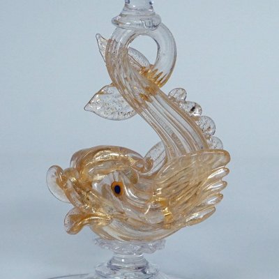 Glass Candle Stick with Dolphin by Archimede Seguso, 1960s-KJP-1149090