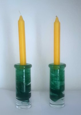 Glass Candleholders by Anna Ehrner from Kosta Boda, Set of 2-QDP-1193523