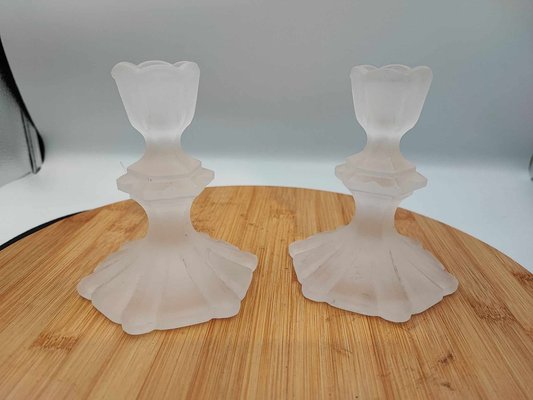 Glass Candlesticks from Zawiercie Glassworks, 1960s-1970s, Set of 2-CAQ-1790667