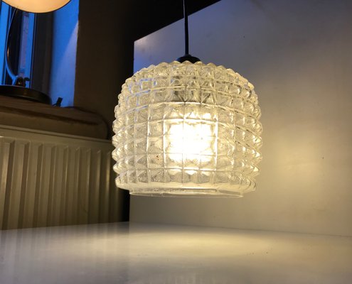 Glass Ceiling Lamp with Diamond Pattern from Vitrika, 1960s-LCR-879116