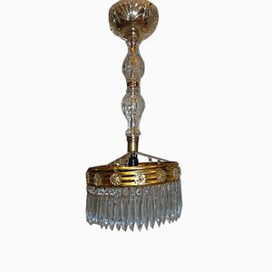 Glass Chandelier with Crystals, 1960s or 1970s-CAQ-903532