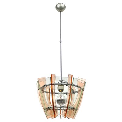 Glass & Chrome Ceiling Light from Veca, Italy, 1970s-LYQ-1171399