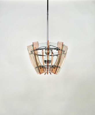 Glass & Chrome Ceiling Light from Veca, Italy, 1970s-LYQ-1171399