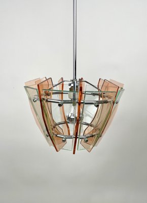 Glass & Chrome Ceiling Light from Veca, Italy, 1970s-LYQ-1171399