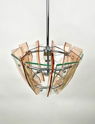 Glass & Chrome Ceiling Light from Veca, Italy, 1970s-LYQ-1171399