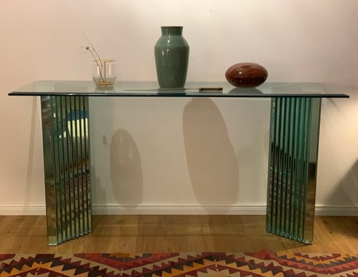 Glass Console or Sideboard with Mirroring Glass by Luigi Massoni for Gallotti & Radice-JAG-1251832