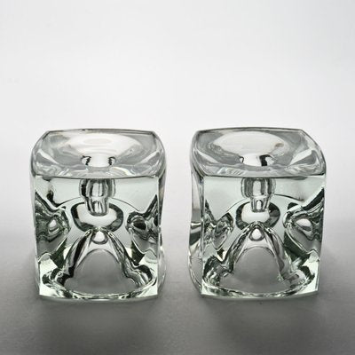 Glass Cube Candle Holders by Rudolf Jurnikl, 1970s, Set of 2-IXK-961100