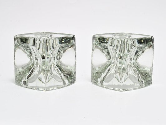 Glass Cube Candle Holders by Rudolf Jurnikl, 1970s, Set of 2-IXK-961100