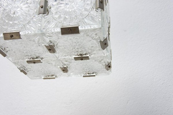 Glass Cube Pendant in Stone Shenows, 1970s-HXT-1175639