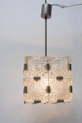 Glass Cube Pendant in Stone Shenows, 1970s-HXT-1175639