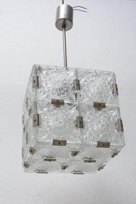 Glass Cube Pendant in Stone Shenows, 1970s-HXT-1175639