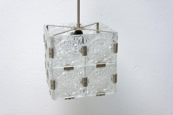 Glass Cube Pendant in Stone Shenows, 1970s-HXT-1175639