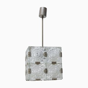 Glass Cube Pendant in Stone Shenows, 1970s-HXT-1175639