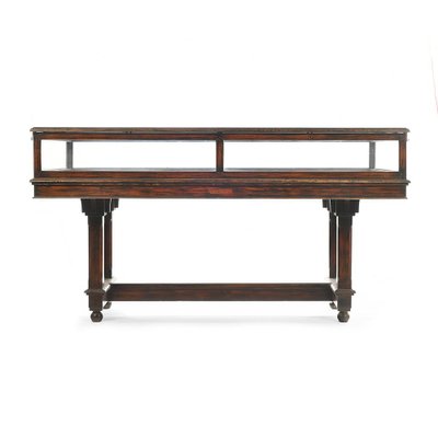 Glass Display Table in Weathered Wood-NQ-850593