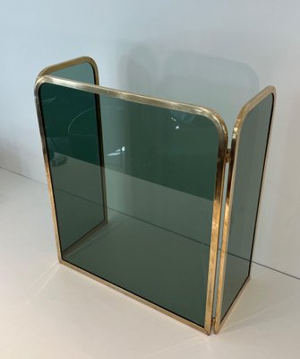 Glass Firewall Surrounded by Brass Frame, 1970s-BA-1769319