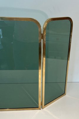 Glass Firewall Surrounded by Brass Frame, 1970s-BA-1769319