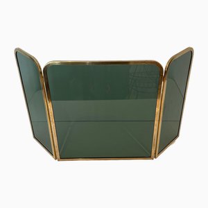 Glass Firewall Surrounded by Brass Frame, 1970s-BA-1769319