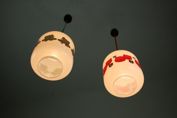 Glass Frogs and Cats Childrens Pendant Lamps, 1980s, Set of 2-HGJ-712521