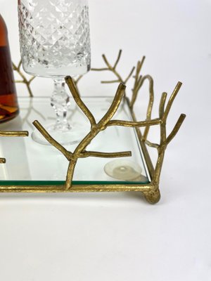 Glass & Golden Metal Serving Tray, France, 1970s-LYQ-1171502