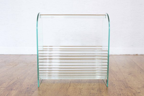 Glass Magazine Rack from Marais International, 1980s-BQF-1724032