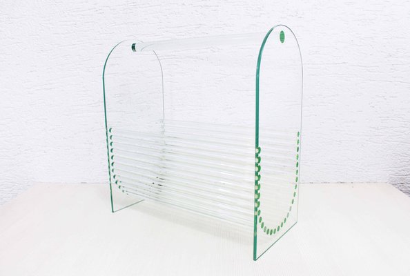 Glass Magazine Rack from Marais International, 1980s-BQF-1724032