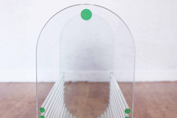 Glass Magazine Rack from Marais International, 1980s-BQF-1724032