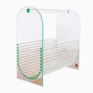 Glass Magazine Rack from Marais International, 1980s-BQF-1724032