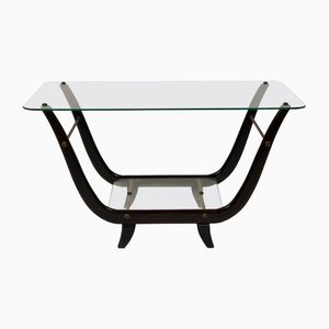 Glass & Mahogany Coffee Table, Italy, 1950s-LYQ-1171738