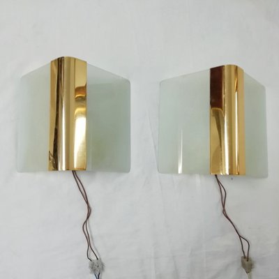 Glass & Metal Metalarte Sconces, 1970s, Set of 2-RGF-864906