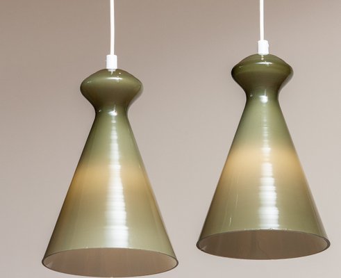 Glass Pendants in Olive Green by Maria Lindeman for Idman Oy, Finland, 1950-JE-1063679