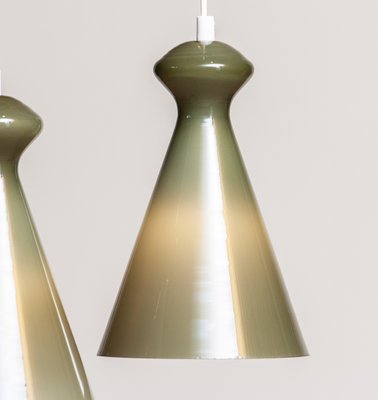 Glass Pendants in Olive Green by Maria Lindeman for Idman Oy, Finland, 1950-JE-1063679