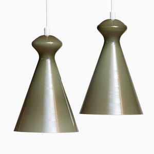 Glass Pendants in Olive Green by Maria Lindeman for Idman Oy, Finland, 1950-JE-1063679